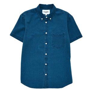 Corridor Heavy Wash Dobby Seersucker Short Sleeve Shirt in Indigo Medium